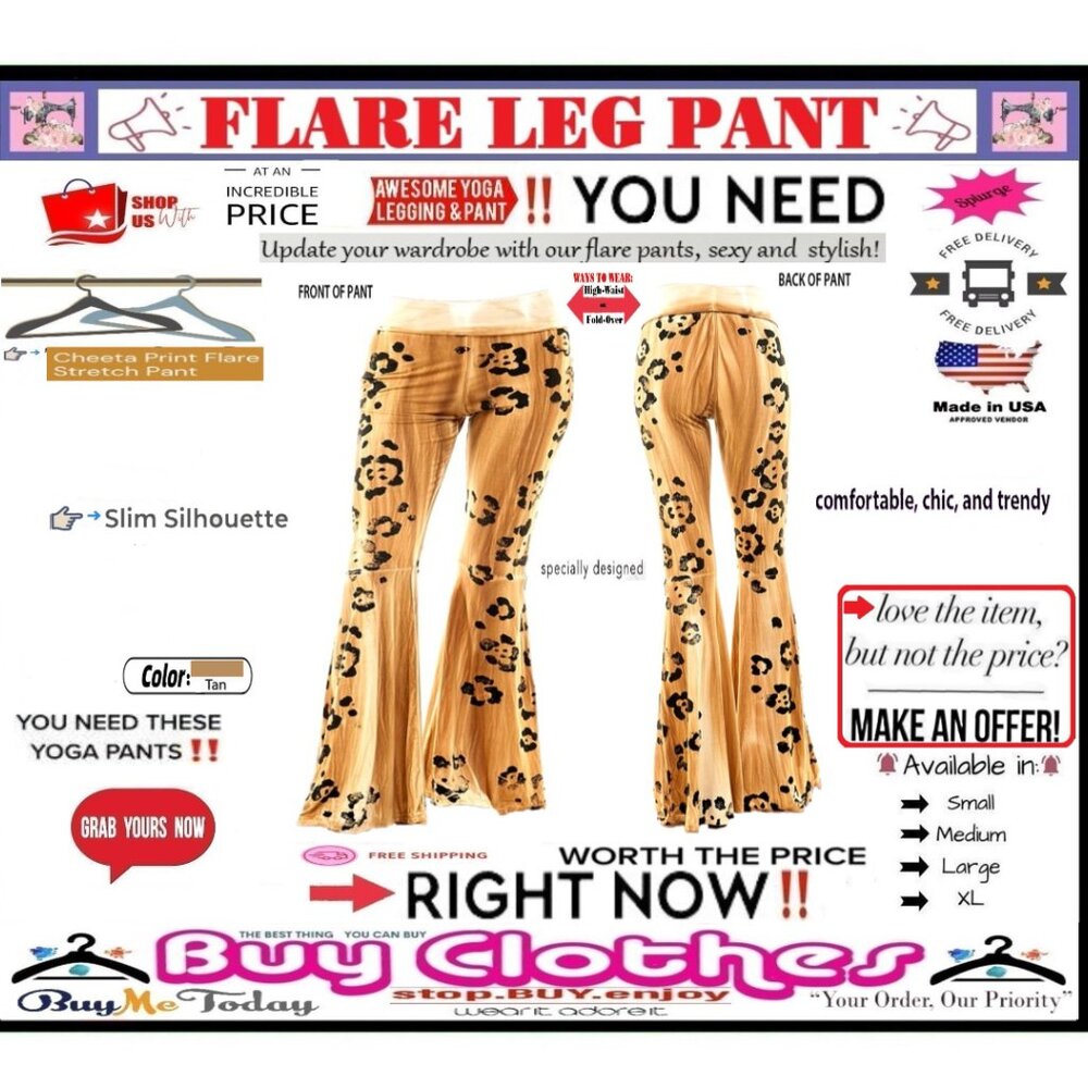 π BOTTOM Fold Graphic β DYE π LEGGING PANT Print FLARE LEG Cheetah πΈ BUY NOW - Picture 12 of 16